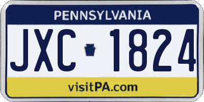PA license plate JXC1824