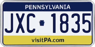 PA license plate JXC1835