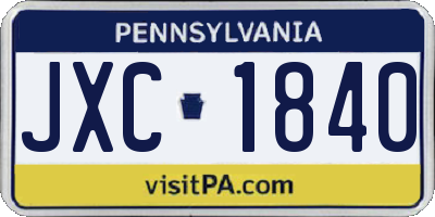PA license plate JXC1840