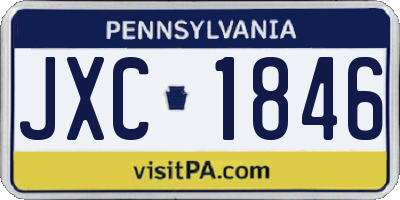 PA license plate JXC1846