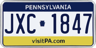 PA license plate JXC1847