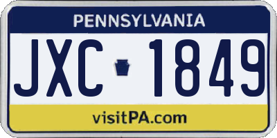 PA license plate JXC1849