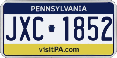 PA license plate JXC1852