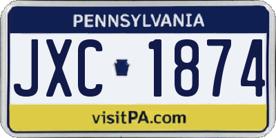 PA license plate JXC1874