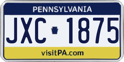 PA license plate JXC1875