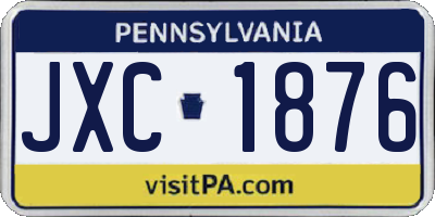 PA license plate JXC1876