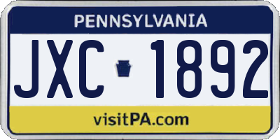 PA license plate JXC1892