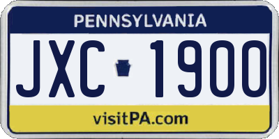 PA license plate JXC1900
