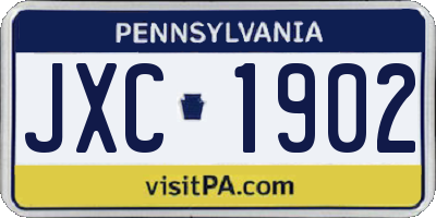 PA license plate JXC1902