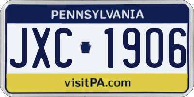 PA license plate JXC1906