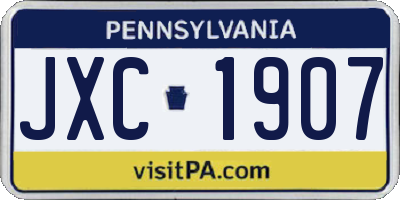 PA license plate JXC1907