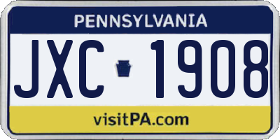 PA license plate JXC1908