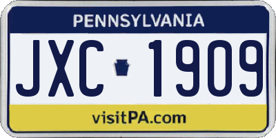 PA license plate JXC1909
