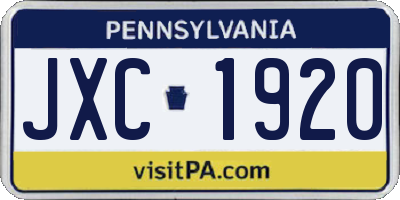 PA license plate JXC1920