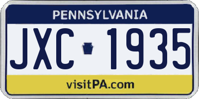 PA license plate JXC1935