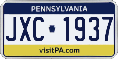 PA license plate JXC1937