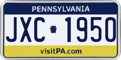 PA license plate JXC1950