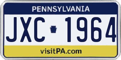 PA license plate JXC1964