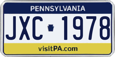 PA license plate JXC1978