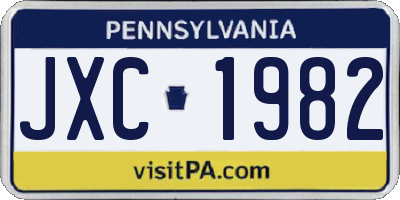 PA license plate JXC1982