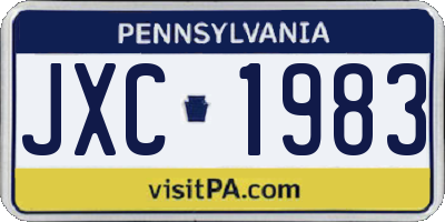 PA license plate JXC1983