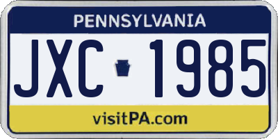 PA license plate JXC1985