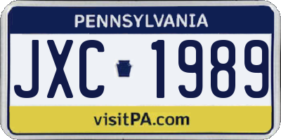 PA license plate JXC1989