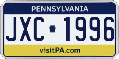 PA license plate JXC1996