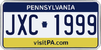 PA license plate JXC1999