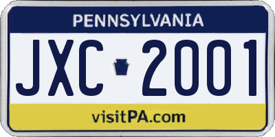 PA license plate JXC2001