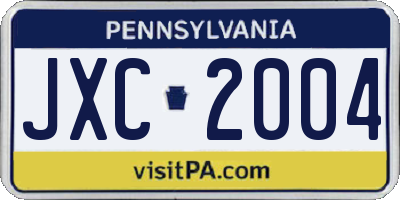 PA license plate JXC2004