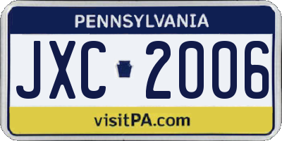 PA license plate JXC2006