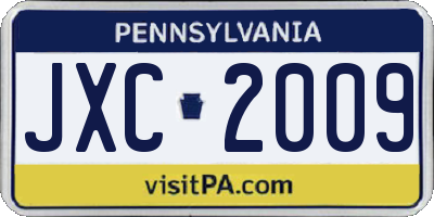 PA license plate JXC2009