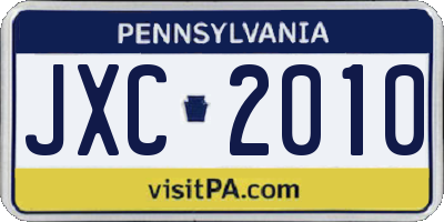 PA license plate JXC2010