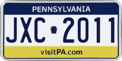 PA license plate JXC2011