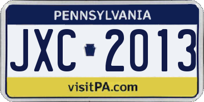 PA license plate JXC2013