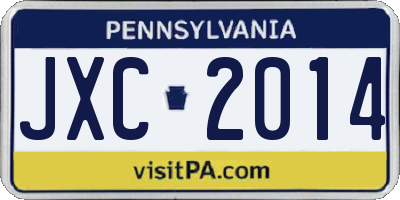 PA license plate JXC2014