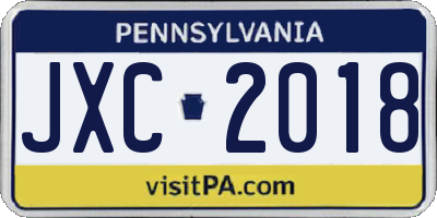 PA license plate JXC2018