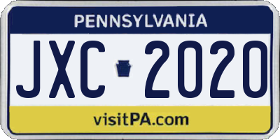 PA license plate JXC2020