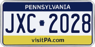 PA license plate JXC2028