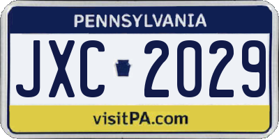 PA license plate JXC2029