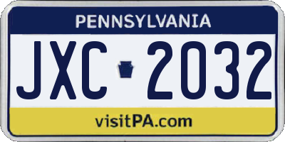 PA license plate JXC2032