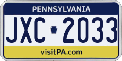 PA license plate JXC2033