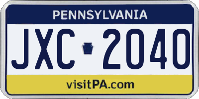 PA license plate JXC2040