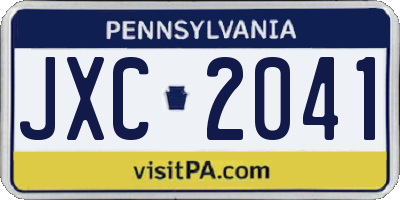 PA license plate JXC2041