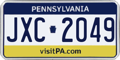 PA license plate JXC2049