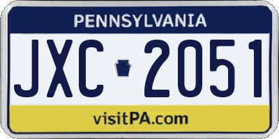 PA license plate JXC2051