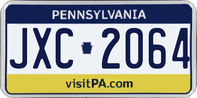 PA license plate JXC2064