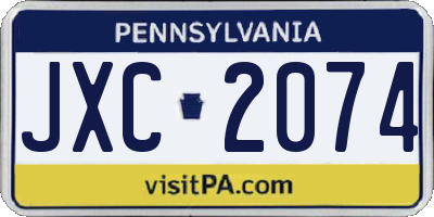 PA license plate JXC2074