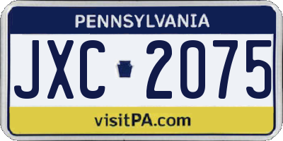 PA license plate JXC2075